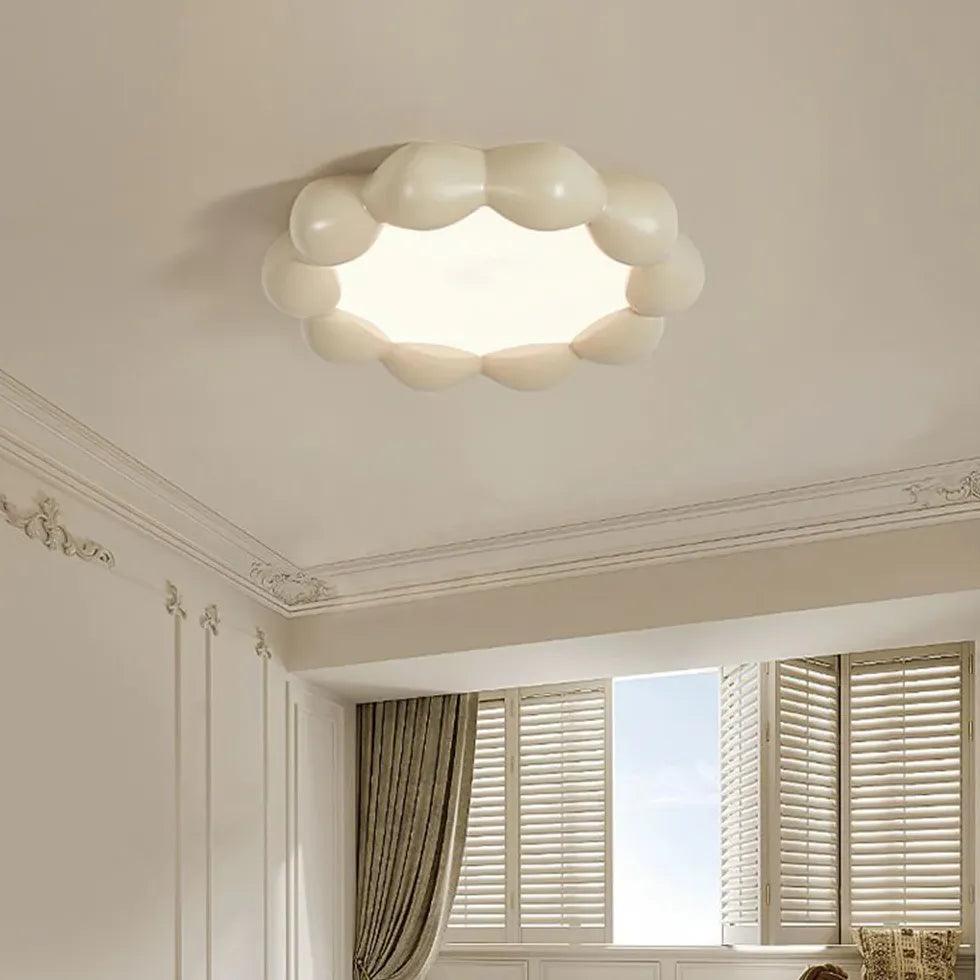Runde Pendelleuchte in Creme für das Schlafzimmer | livraina