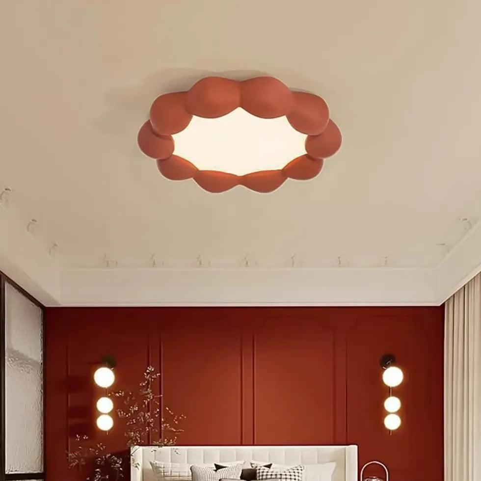 Runde Pendelleuchte in Creme für das Schlafzimmer | livraina