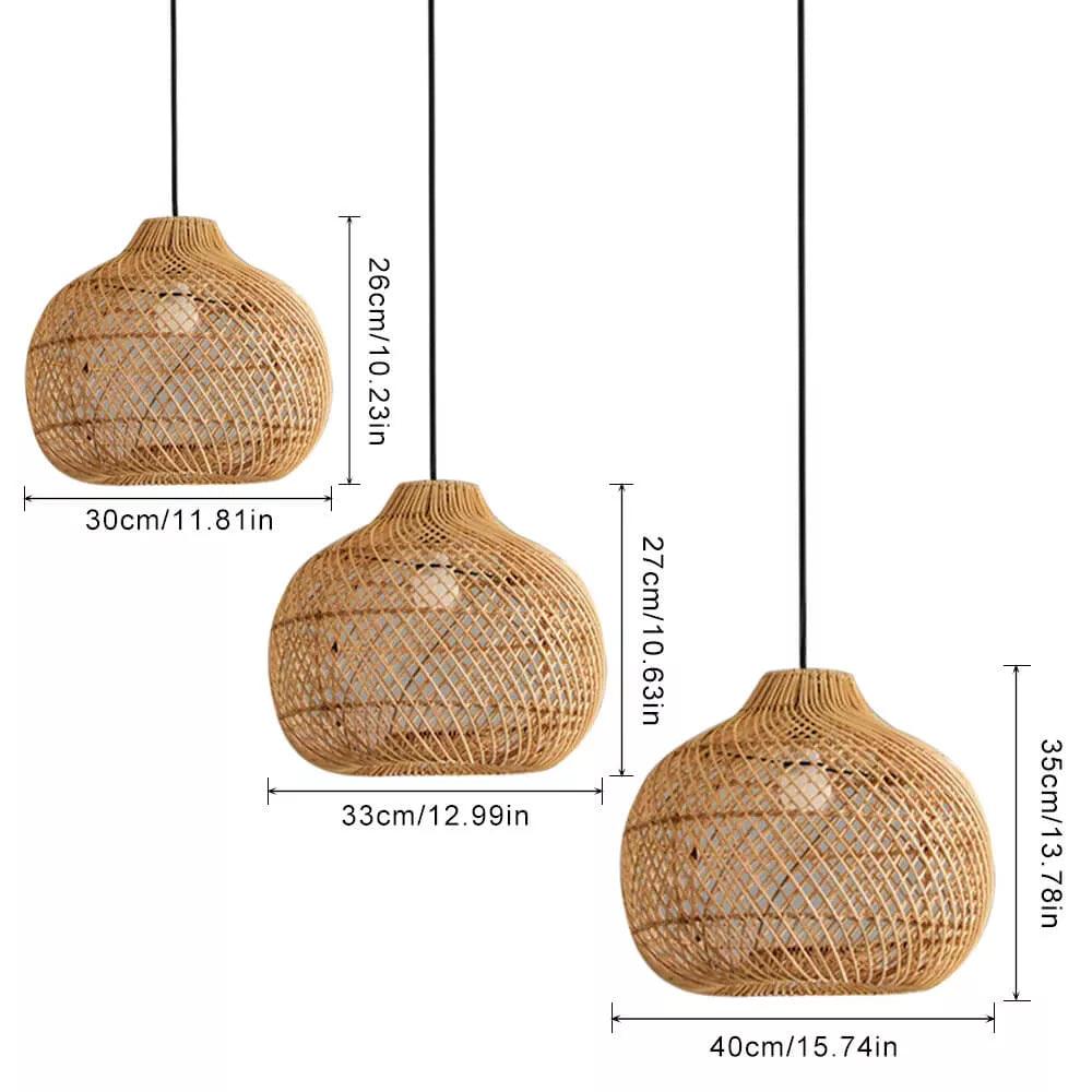 Chinese gevlochten bamboe hanglamp boven de eettafel | livraina