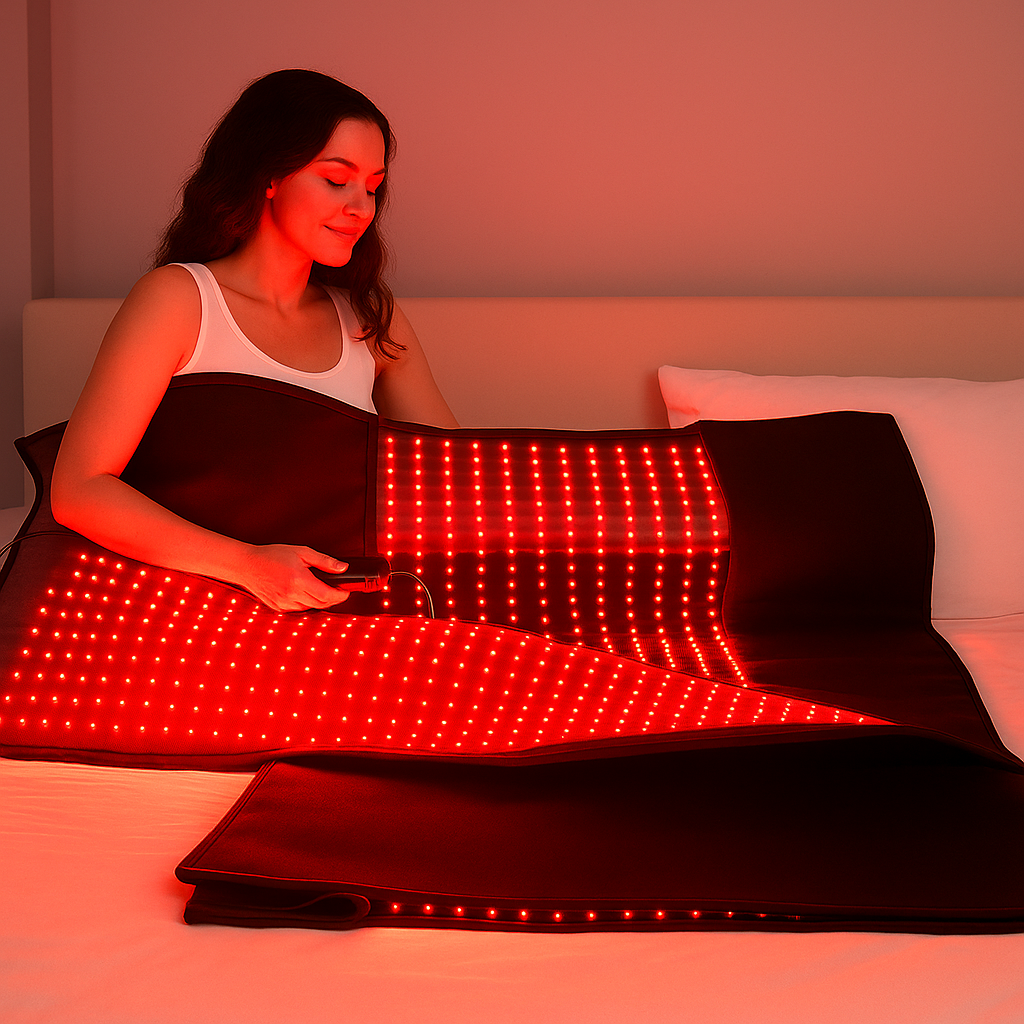 حصيرة NovaThera Pro للعلاج بالضوء الأحمر لكامل الجسم — 3600 مصباح LED، 660nm/850nm