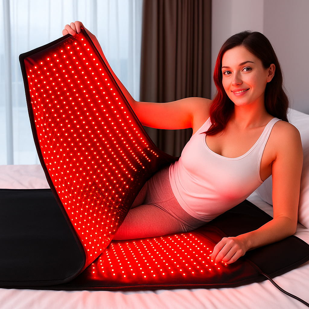 حصيرة NovaThera Pro للعلاج بالضوء الأحمر لكامل الجسم — 3600 مصباح LED، 660nm/850nm