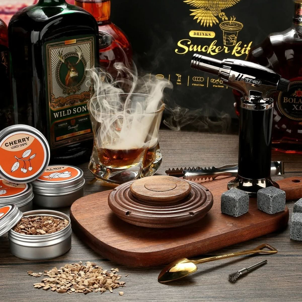 Conjunto para fumagem de cocktails Aether Smoke — uísque e bourbon