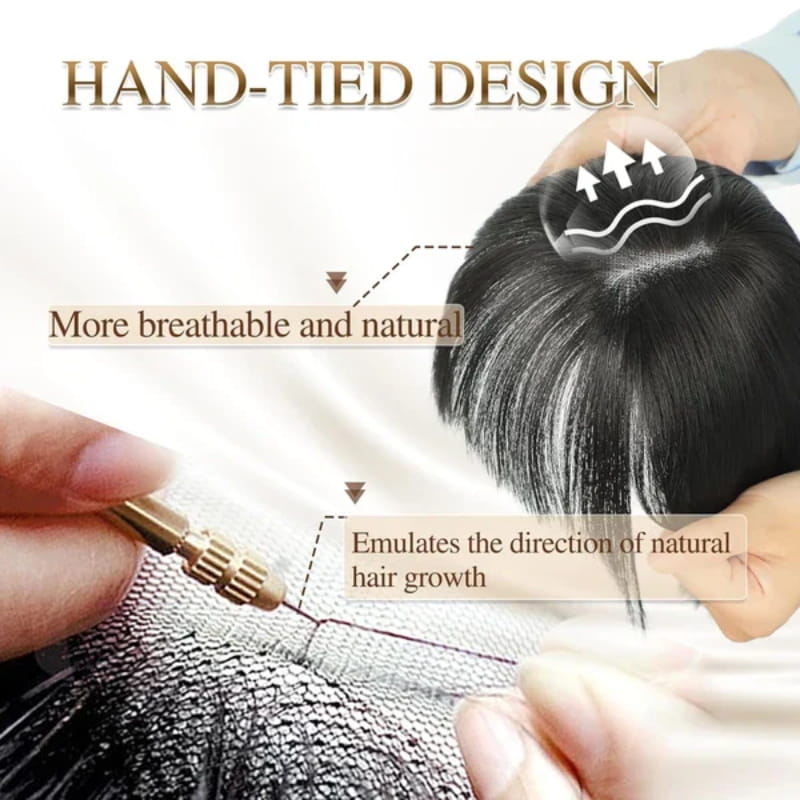 Haarteil mit natürlichem Pony für Damen – Vollerer, realistischer Haaransatz, nahtloser Look