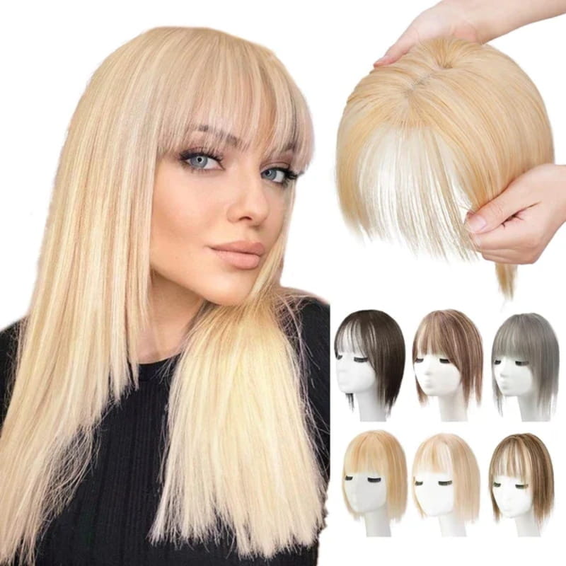 Haarteil mit natürlichem Pony für Damen – Vollerer, realistischer Haaransatz, nahtloser Look