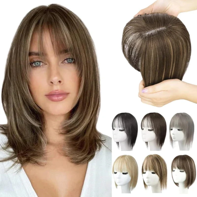 Haarteil mit natürlichem Pony für Damen – Vollerer, realistischer Haaransatz, nahtloser Look