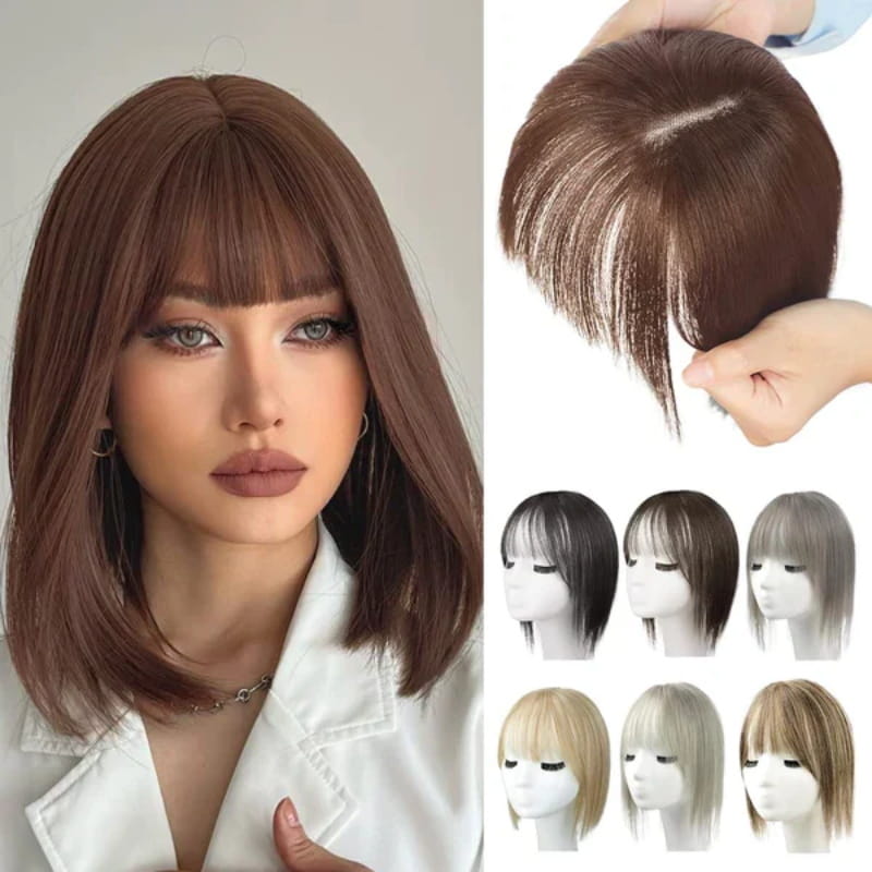 Haarteil mit natürlichem Pony für Damen – Vollerer, realistischer Haaransatz, nahtloser Look