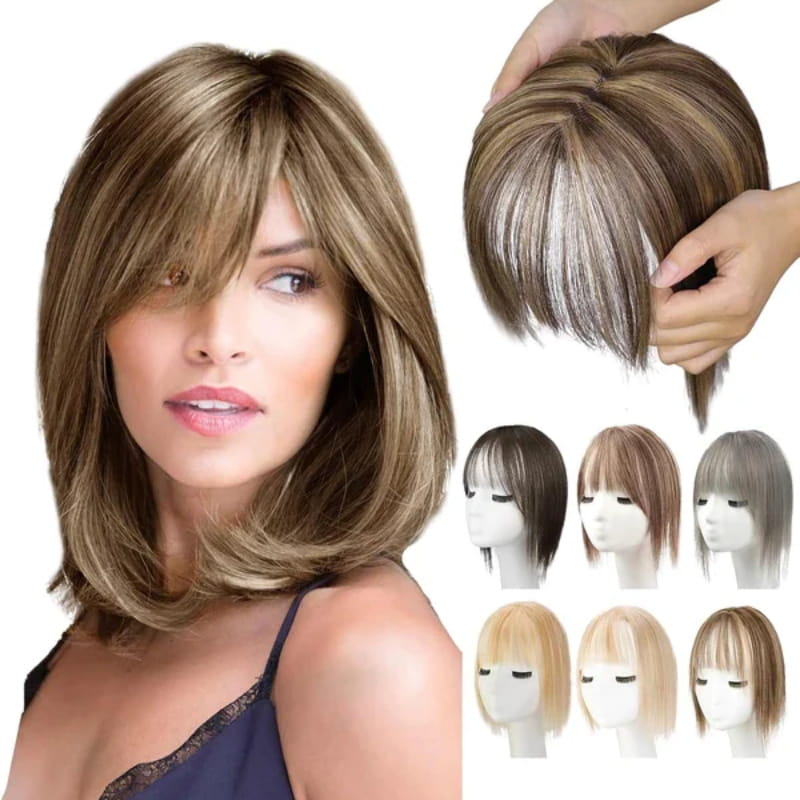Haarteil mit natürlichem Pony für Damen – Vollerer, realistischer Haaransatz, nahtloser Look
