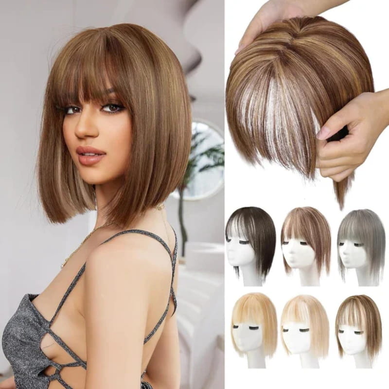 Haarteil mit natürlichem Pony für Damen – Vollerer, realistischer Haaransatz, nahtloser Look