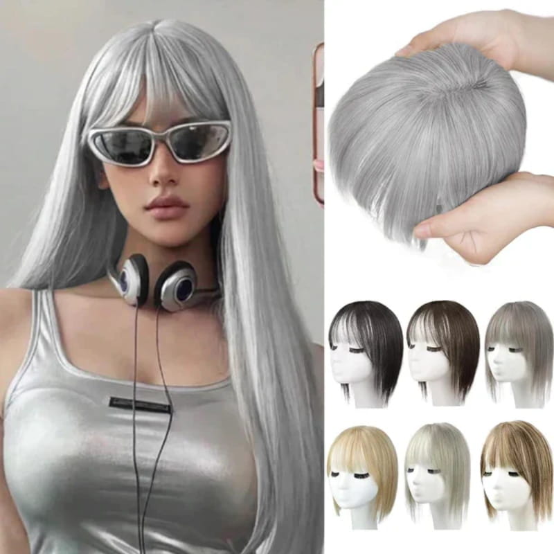 Haarteil mit natürlichem Pony für Damen – Vollerer, realistischer Haaransatz, nahtloser Look