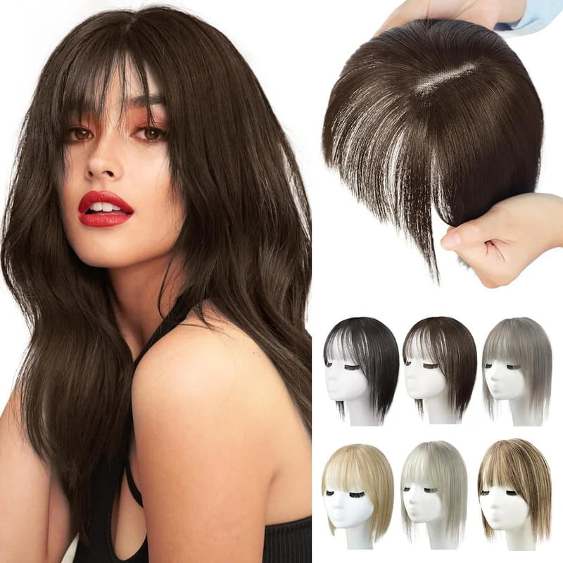 Haarteil mit natürlichem Pony für Damen – Vollerer, realistischer Haaransatz, nahtloser Look