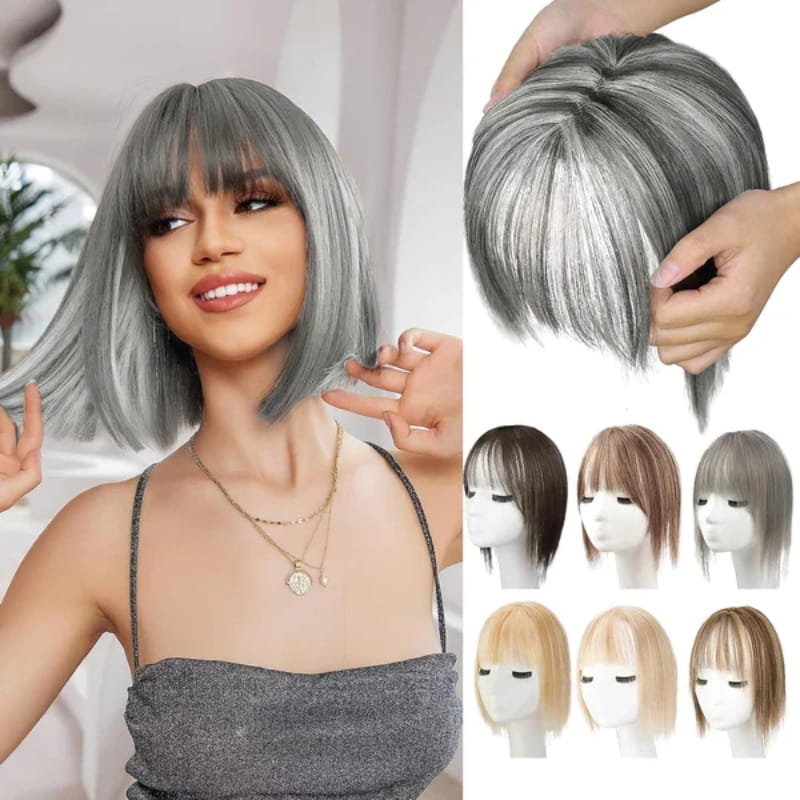 Haarteil mit natürlichem Pony für Damen – Vollerer, realistischer Haaransatz, nahtloser Look