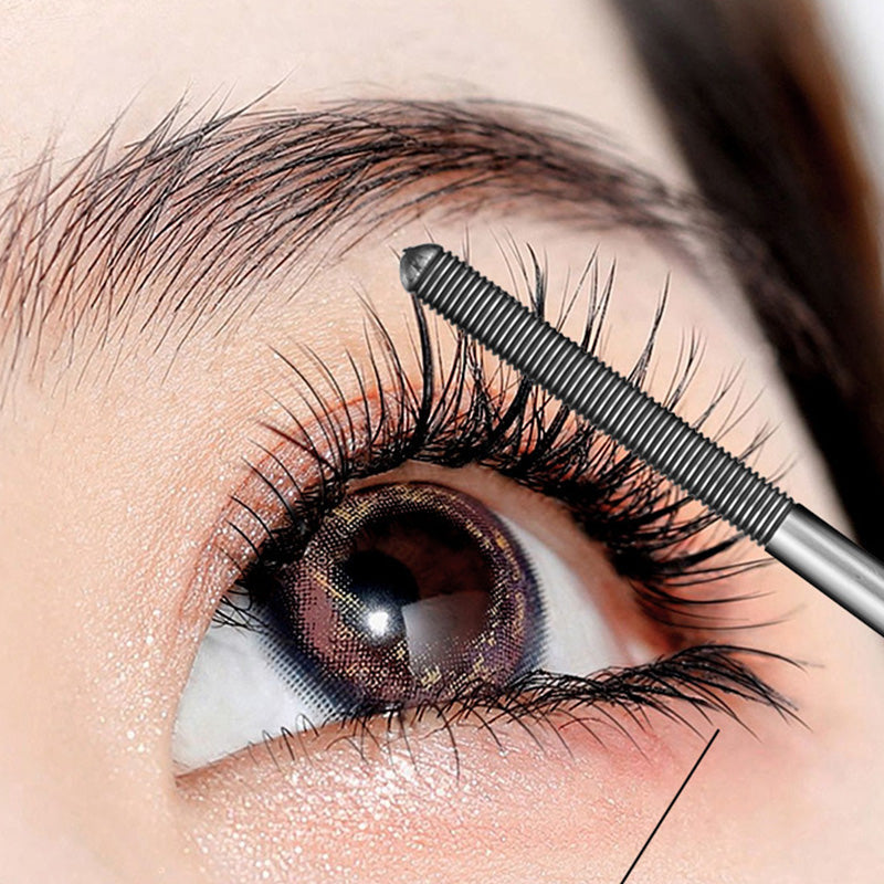 Wasserfeste 3D-Wimperntusche für geschwungene Wimpern – Metall-Curling-Bürstchen, verlängernde Formel