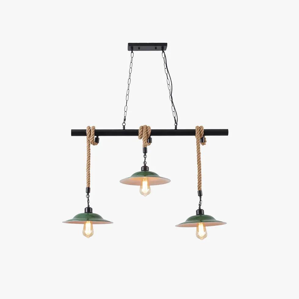 Teollinen vihreä kolmella lampulla varustettu riippuvalaisin | livraina