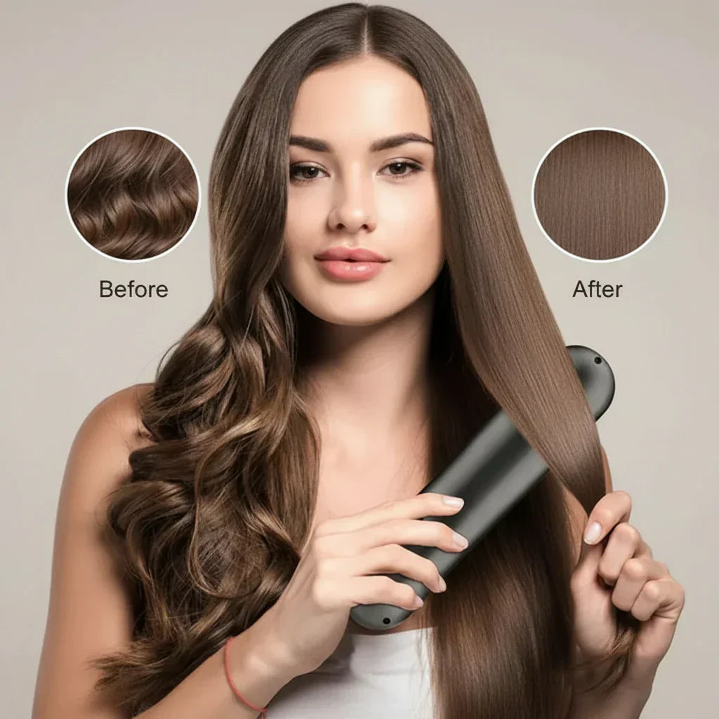 NovaGlide Styler — Spazzola lisciante per capelli senza fili, controllo dell’effetto crespo e alimentazione a batteria