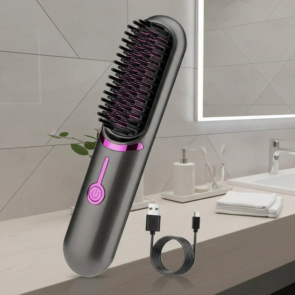 NovaGlide Styler — Spazzola lisciante per capelli senza fili, controllo dell’effetto crespo e alimentazione a batteria