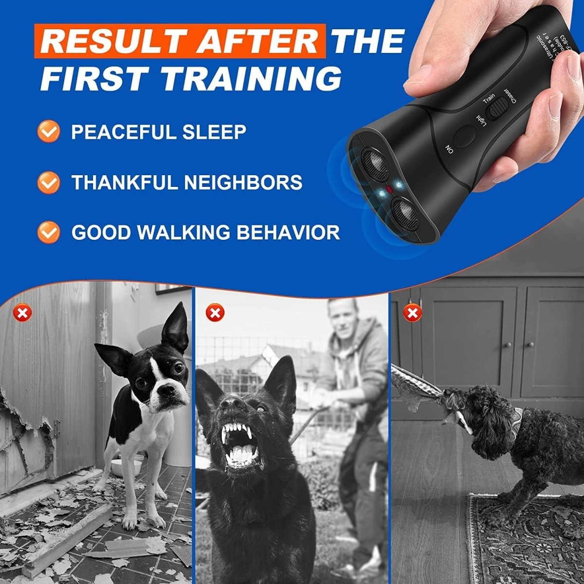AeroGuard ultrasoon blafafschrikmiddel voor honden - training met één knop
