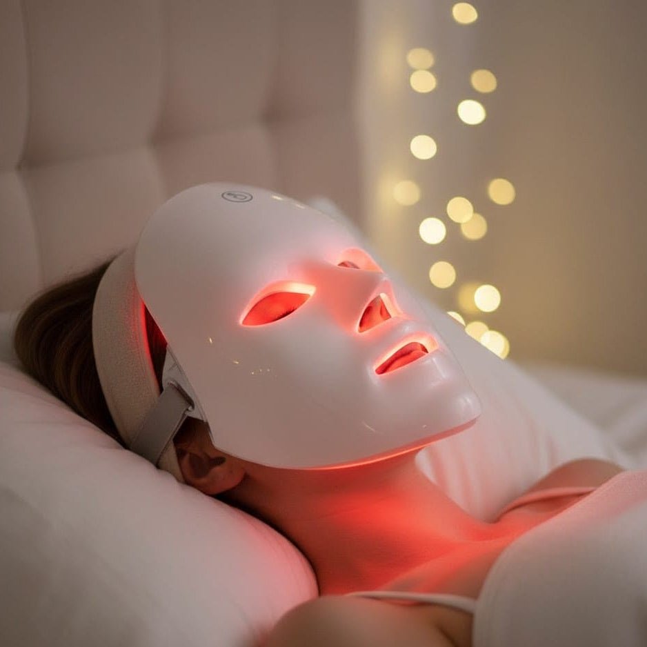AureaGlow Kabellose 7-in-1-LED-Therapiemaske fürs Gesicht — Strahlende Haut