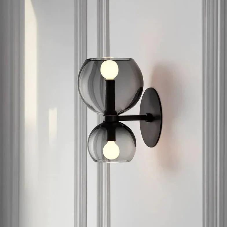 Koperen glazen binnenwandlamp met licht naar boven en beneden | livraina