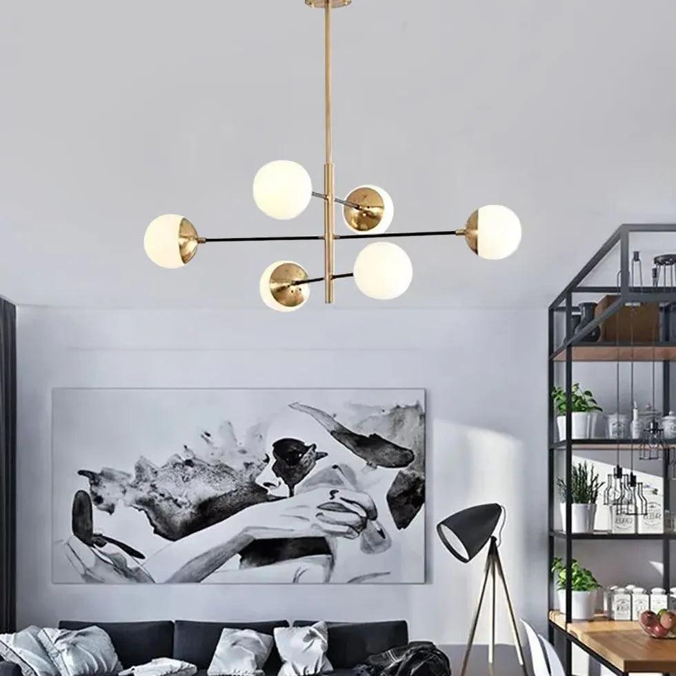 Moderne rund glaslysekrone med galvaniseret finish | livraina