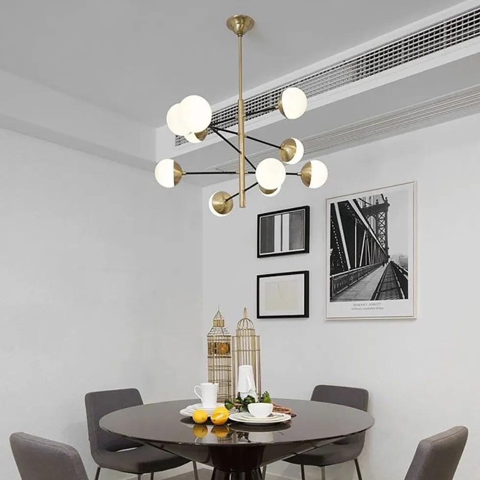 Moderne rund glaslysekrone med galvaniseret finish | livraina