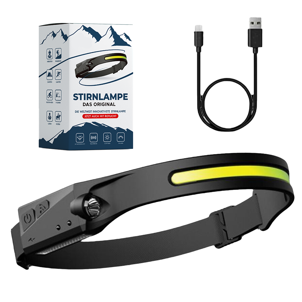 NovaLume COB LED-es fejlámpa — USB-ről tölthető akkumulátorral, érzékelővel