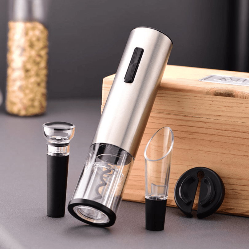 Aurelo Elektrischer 4-in-1-Weinöffner — Korkenzieher, Belüfter & Verschluss