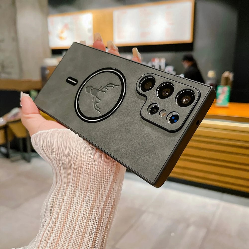 适用于Samsung Galaxy的防护皮革保护壳——兼容磁吸无线充电