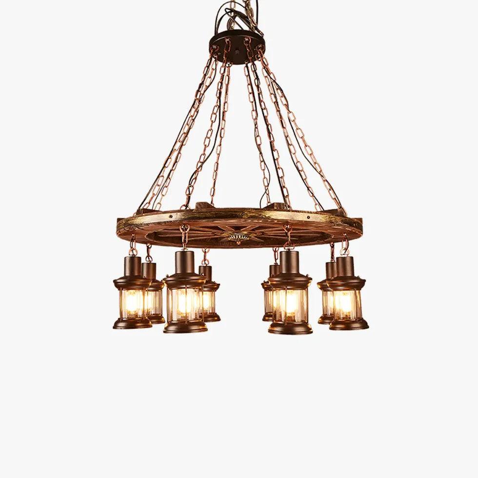 Industriële hanglamp met Amerikaanse scheepshoutdecoratie | livraina