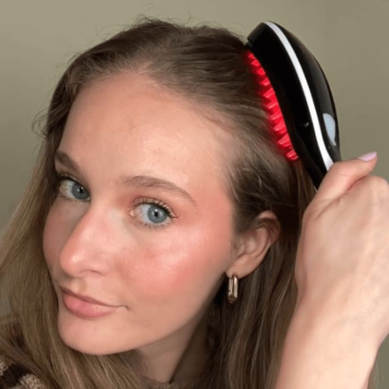 LED-Lichttherapie-Haarbürste mit rotem und blauem Licht, Serumspender