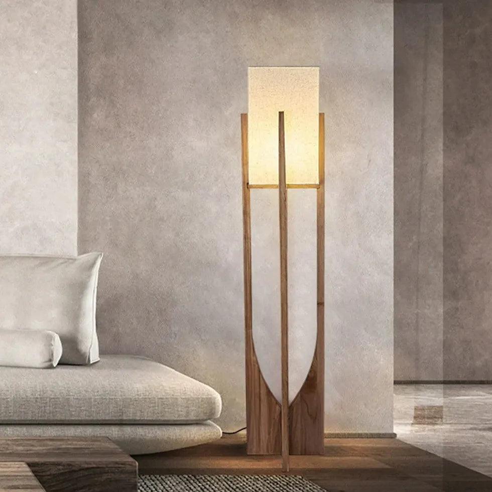 Vintage houten vloerlamp van stof voor de woonkamer | livraina