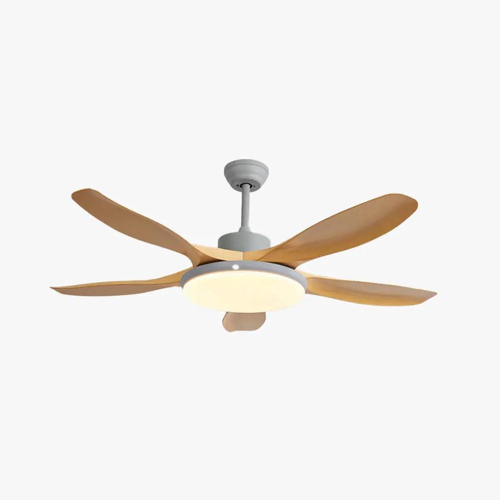 Energieeffizienter Deckenventilator mit Holzflügeln und Licht | livraina